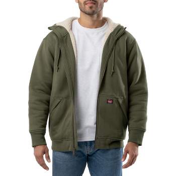 Wrangler Workwear Men's Guardian Heavy Weight Faux Shearling and Quilt Lined Hoodie - Smoky Olive Medium
