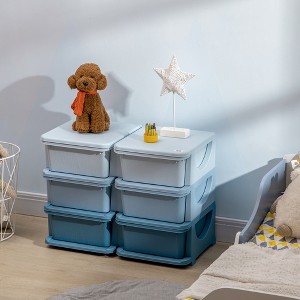 Racxily 3/4 Tier Kids Storage Unit, 3/6/9 Drawer Chest Toy Organizer Plastic Bins for Kids Bedroom Nursery Kindergarten - 1 of 4