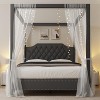 Full/Queen Size Upholstered Canopy Bed Frame w/ Headboard, Button Tufted Design, Linen Fabric, Dark Gray/Beige - 2 of 4