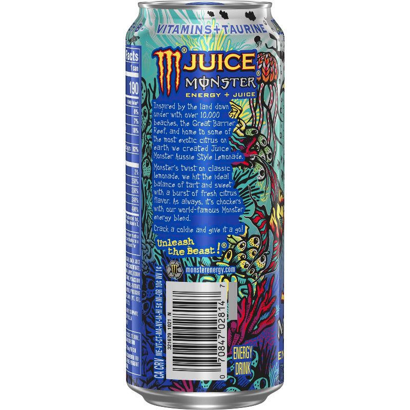 Juice Monster Aussie Lemonade Energy Drink - 16 fl oz Can, 4 of 6