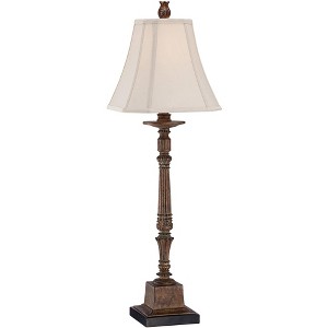 Regency Hill Thornewood 35 1/2" Tall Large Traditional End Table Lamp Brown Single Beige Shade Console Living Room Bedroom Bedside Nightstand House - 1 of 4