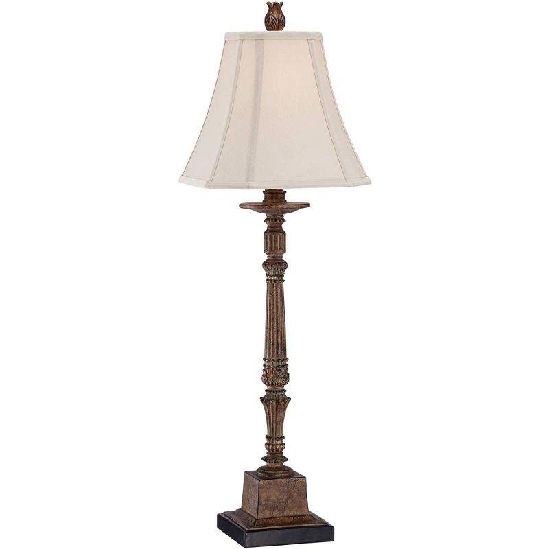 Regency Hill Thornewood 35 1/2" Tall Large Traditional End Table Lamp Brown Single Beige Shade Console Living Room Bedroom Bedside Nightstand House, 1 of 10