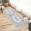 2'x6' Washable Vintage Living Room Rugs, Soft Non Slip Accent Bedroom Carpet, Large Low Pile Floor Cover for Dining Room, Grey - 3 of 4