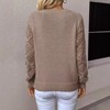 Womens V Neck Tops Lace Knit Long Sleeve Casual Pullover Sweater Top - 4 of 4