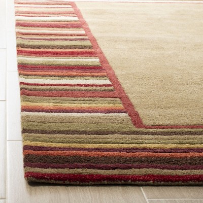 Handmade Tufted Gray Stripe Round Wool-Viscose Blend Rug