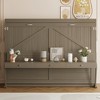 Queen Size Murphy Bed Foldable Bed Space-saving Wall Bed with Vanity Desk, Center Mirror & 2 Side Drawers - ModernLuxe - 3 of 4