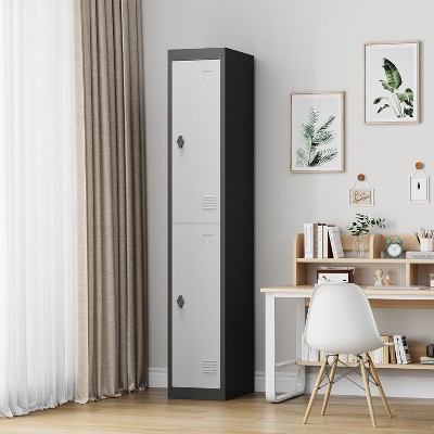 Metal Storage Cabinet with 2 Doors, 72’’ Tall Lockers for Employees Students with Shelves, Metal Storage Steel Locker for Office Gym Warehouse