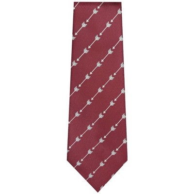 TheDapperTie Men's Burgundy With Arrow Printed Necktie with Hanky