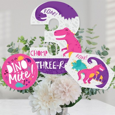 Big Dot of Happiness 3rd Birthday Roar Dinosaur - Paper Straw Decor - Three  Rex Dino Third Birthday Party Striped Decorative Straws - Set of 24