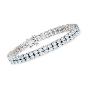 Ross-Simons 13.00-15.00 ct. t.w. Aquamarine 2-Row Tennis Bracelet in Sterling Silver - 1 of 4