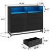 Dresser for Bedroom Long Wood Dresser with 6 Drawers Storage Chest of Drawers with Plug-in Charging Hub LED Light Sturdy Steel Frame 55 Inch TV Stand - 2 of 4