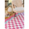Lany Space Pink and Blue Lace Checkered Rug - 3 of 4