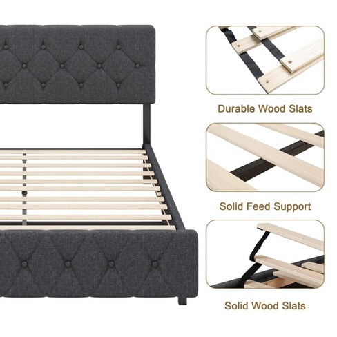 Queen Size Bed Frame with Headboard and Type-C & USB Ports - image 1 of 4