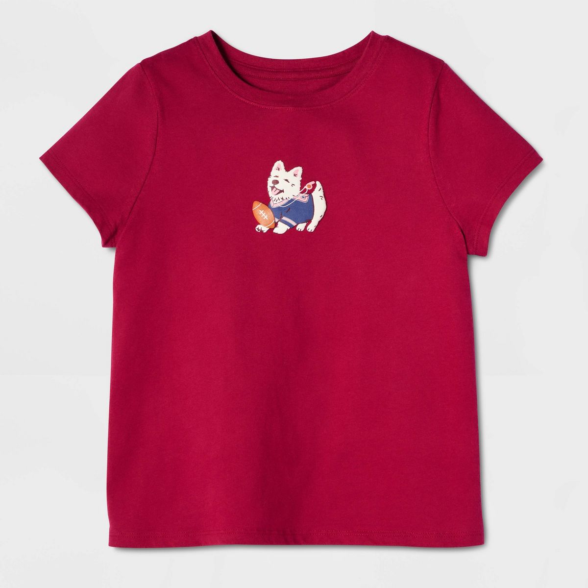 Girls' Short Sleeve 100% Cotton 'Sporty Dog' Graphic T-Shirt - Cat & Jack™ Cherry Red - thumbnail 2
