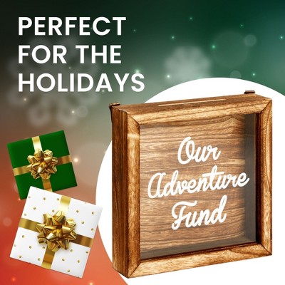 Rustic Brown Wooden Adventure Fund Shadow Box Bank