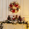 Christmas Wreath for Front Door, Pre-Lit Christmas Wreath, 24 In Xmas Door Wreath for Fireplace Wall Window, Indoor Outdoor Xmas Decor - 4 of 4