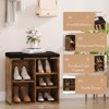 Shoe Storage Bench with Cushion, 20" Cubby Seat Shoe Cabinet, Cubby Seat Shoe Cabinet with 3-Tier Adjustable Shelf for Living Room Hallway - 3 of 4