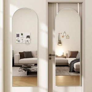 White Arched Door Mirror, 14x48 Inches Full Length. Can Be Hung Over Door or Mounted on Wall as Decorative Mirror - 1 of 4