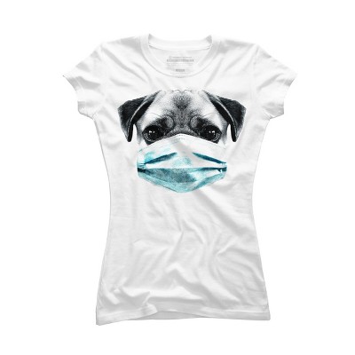 Junior's Design By Humans Masked Pug By clingcling T-Shirt