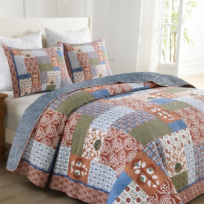 Marcielo 3 Piece Vintage Floral Patchwork Quilt Set Bedspread BY212 Colorful King — фото 4