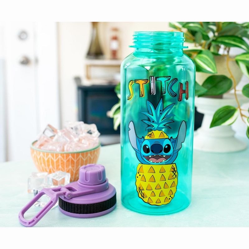 Silver Buffalo Disney Lilo & Stitch Pineapple 32-Ounce Twist Spout Water Bottle And Sticker Set, 2 of 7