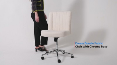 Black Boucle Fabric Swivel Task Chair with Chrome Base