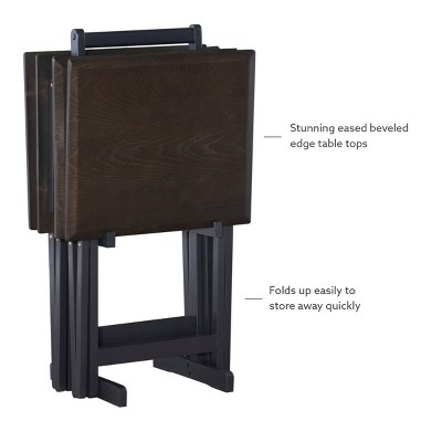 Marlowe Classic Gray Washed Oak Veneer Tray Table Set