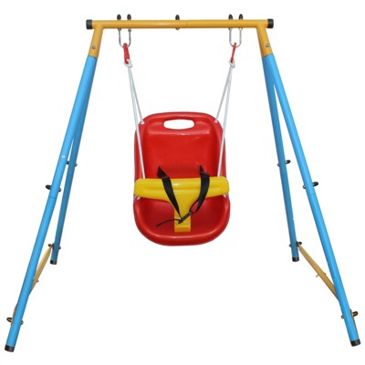 VisioGear Baby Toddler Indoor or Outdoor Swing Set with Safety Belt for Backyard, Multicolor, 48.03"*39.76"*44.09"