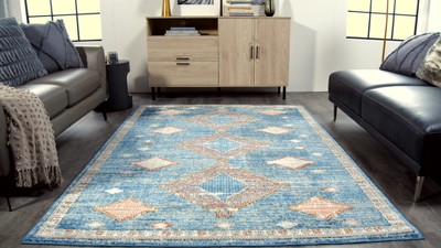 Concerto Moroccan Blue Rectangular Area Rug 2'2" x 3'9"