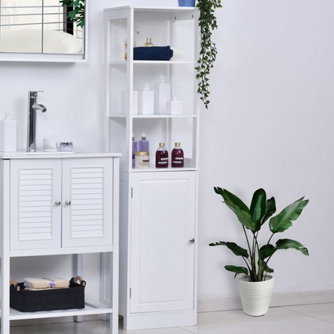 Tall & Slim Freestanding Bathroom Furniture Storage Cupboard White 