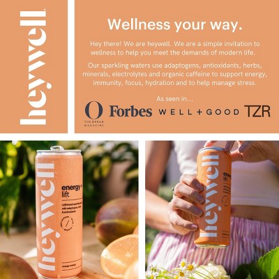 heywell Energy + Lift Orange Mango Sparkling Water - 12 fl oz Can