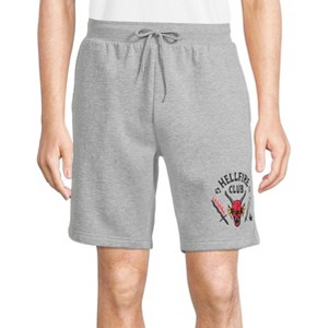 Seven Times Six Stranger Things Men's Hellfire Club Logo Design Casual Lounge Shorts Grey - 1 of 4