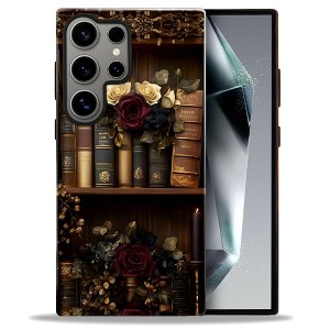 BONGEEK Case Compatible with Samsung Galaxy S24 Ultra,Scratch Resistant Hybrid 6-Layer Hard Shell Bright Phone Case,Books Flower Vintage Dark - 1 of 4