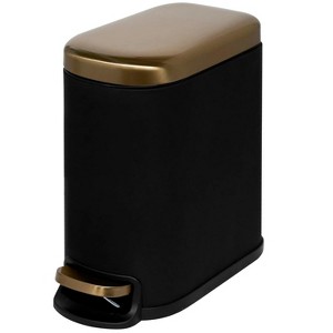 LunaLulinlk 1.3 gal., Curved Rectangular Soft Close Premium Pedal Waste Step On Trash Can, Soft Touch Black Gold - 1 of 4