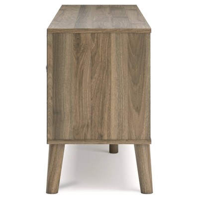 Honey Brown Transitional TV Stand with Cabinet and Drawer