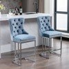 TIRAMISUBEST Upholstered Bar Chairs Set of 2 with Nailhead Trim, Velvet Bar Stools with U-Shaped Chromed Metal Base - 2 of 4