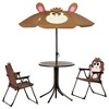 Outsunny Kids Picnic Table and Chair Set, Outdoor Folding Garden Furniture, for Patio Backyard, with Monkey Pattern, Removable & Height Adjustable Sun Umbrella, Aged 3-6 Years Old - image 4 of 4