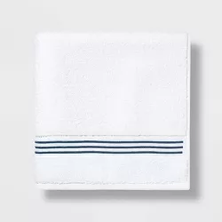 Spa Bath Towel Dark Blue Stripe - Threshold Signature™