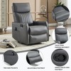 Black Faux Leather Heat Massage Manual Recliner Chair with Rocker and Swivel for Living Room - 2 of 4