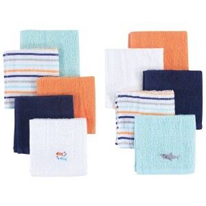 Hudson Baby Infant Boy Super Soft Cotton Washcloths, Shark, One Size - 1 of 1