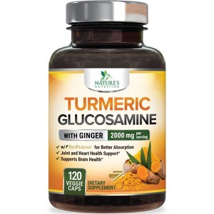 Turmeric Curcumin Supplement 2000mg with Glucosamine Chondroitin & Ginger, 95% Curcuminoids, BioPerine Black Pepper for Best Absorption - 120 Capsules - 1 of 4