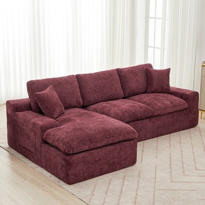 107.9" Cloud Sectional Sofa Modular  Full-compressed Couch with Double-layer Cushion and Side Pockets for Living Room-- Frevyn