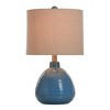 Cameron Ceramic Jug Lamp Seaside Storm Blue Finish - StyleCraft: Nautical Accent, Beige Linen Shade - image 2 of 4