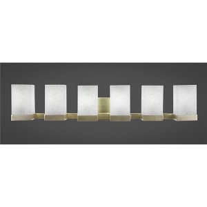 Toltec Lighting Nouvelle 6 - Light Vanity in  New Aged Brass with 4" Square White Muslin Shade - 1 of 1