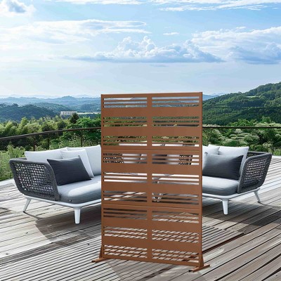 Lirago Metal Outdoor Privacy Screen Freestanding Patio Decorative Screens - 72"x47", Brown