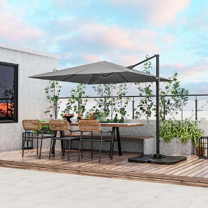 Costway Patio 9.5FT Square Cantilever Offset Hanging Umbrella 2-Tier 360° Outdoor Beige/ Coffee/Navy/Gray - 1 of 4