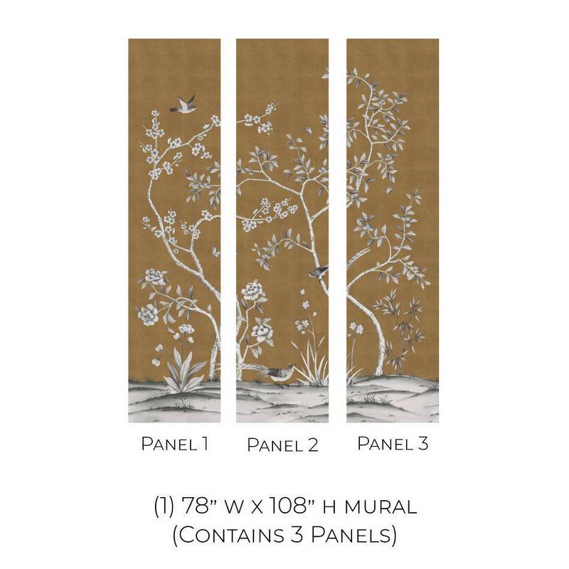 Tempaper &#38; Co. Chinoiserie Garden Antique Gold Removable Peel and Stick Vinyl Wall Mural, 5 of 6