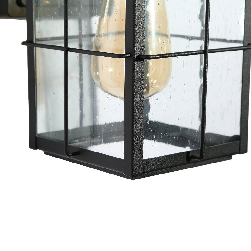 10.5&#34; Metal/Seeded Glass Square Modern Motion Sensor Outdoor Wall Light Matte Black - LNC, 5 of 11