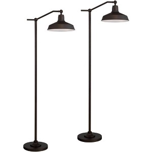360 Lighting Kayne Farmhouse Rustic 61" Tall Standing Floor Lamps Set of 2 Lights Downbridge Task Adjustable Foot Switch Brown Satin Bronze Finish - 1 of 4