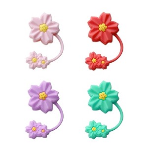 Swtroom Silicone Straw Covers Cap with Handle 0.4in/10mm 4pcs - 1 of 4